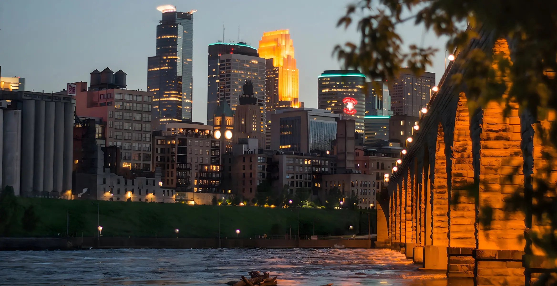 downtown-city-skyline-riverfront-bridge